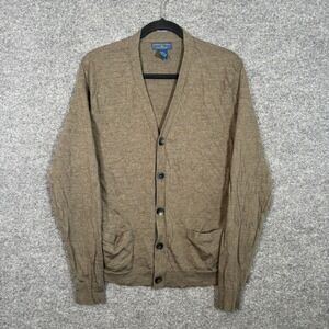Joseph & Lyman Cardigan Mens Medium Tan‎ Brown Merino Wool Sweater Old Money